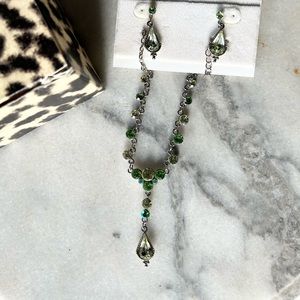 Vintage Green Necklace and Earring Set